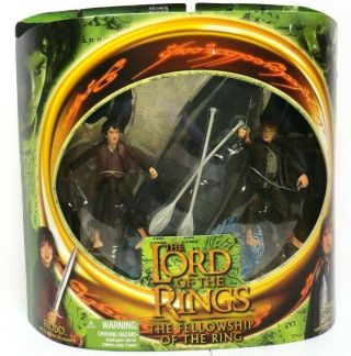 Lord Of The Rings Fellowship 2 Pack Frodo,  Samwise & Elven Boat Toybiz 2001