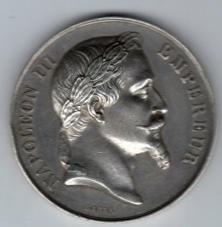 1870 French Silver Napoleon Iii Medal For Minister Of Agricultural,  By Barre