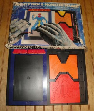 1978 Tomy Mighty Men & Monster Maker Kit Parts & Tray In Rough Box
