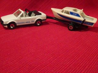 Matchbox Trailers Twin Pack,  Ford Escort Cabriolet & Boat,  " 206 Seaspray ",