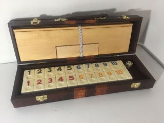 Tiles Vtg Tile Rummy Game In Faux Leather Travel Case W/ Instructions