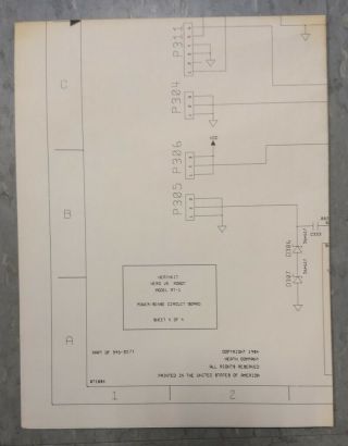 Vintage 1984 Heathkit Hero Jr Rt - 1 Robot Power Sense Circuit Board Schematic Htf