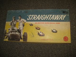 Vintage 1961 Straightaway - An Exciting Auto Racing Board Game - Selchow & Righter
