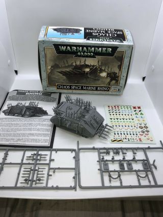 Vtg Games Workshop Warhammer 40k Chaos Space Marine Rhino Assembled W Box Parts