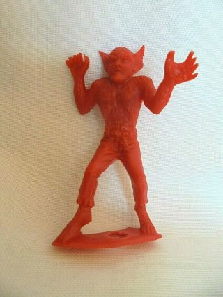 Vintage Mpc Werewolf / Wolfman 2.  5 Inch Red Plastic Toy Monster Figure