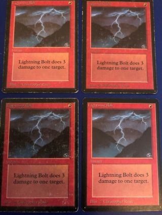 4x Mtg Beta Lightning Bolt Sp - Pl