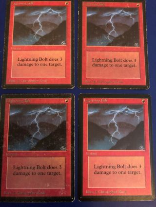 4x MTG Beta Lightning Bolt SP - PL 2