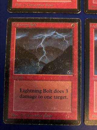 4x MTG Beta Lightning Bolt SP - PL 3