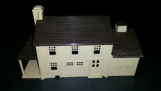 Vintage 1950 ' s Plasticville Two Story House w/ Garage O Scale Train 3