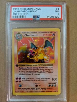 Psa 7 1st Edition Shadowless Charizard Holo Rare 4/102 Nm Case Pokemon Card