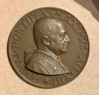 Pope Pius Xi Bronze Papal Medal An.  Xiii