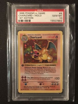 Pokemon Card - Psa 10 1st Edition Base Set Charizard Holo 1999 4/102 Shadowless