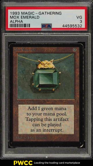 1993 Magic The Gathering Mtg Beta Mox Emerald R A Psa 3 Vg (pwcc)