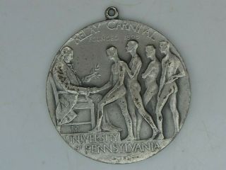 Vtg Sterling Silver Medal Ben Franklin University Of Pennsylvania Nude Naked Men