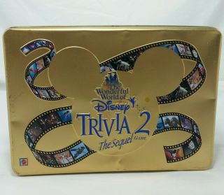 The Wonderful World Of Disney Trivia 2 The Sequel Board Game Gold Tin Mattel