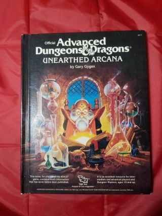 Advanced Dungeons & Dragons Unearthed Arcana Tsr 1st Ed 2017 Gary Gygax 1985