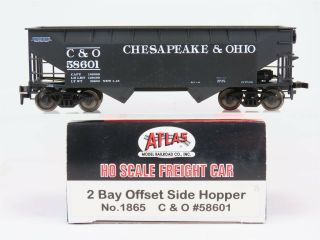 Ho Scale Atlas 1865 C&o Chesapeake Ohio 2 - Bay Offset Side Hopper Car 58601 Rtr