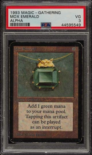 1993 Magic The Gathering Mtg Alpha Mox Emerald R A Psa 3 Vg (pwcc)