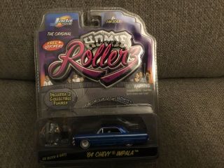 1/64 Jada Toys Homie Rollerz Blue 1964 Chevy Impala With Ice Block And Gato