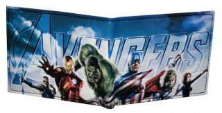 Marvel Comics Avengers Bi - Fold Wallet Thor Iron Man Captain America Hulk Hawkeye