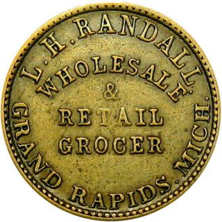 1862 Grand Rapids Michigan Civil War Token L H Randall Tea Box 2