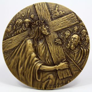 Bronze Medal Big / Religious / Jesus Christ In The Cross