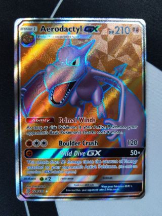 Aerodactyl Gx 224/236 Unified Minds Pokemon Card Ultra Rare Full Art Nm