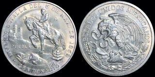1962 Mexico Battle Of Puebla Cinco De Mayo Centenario Silver Medal Grove - 800a