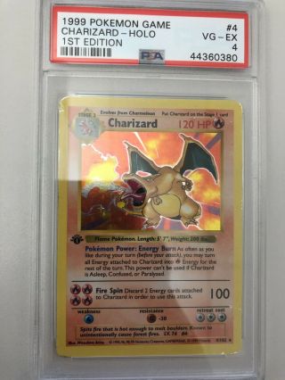 1st Edition Shadowless Charizard Holo 1999 Base Set Pokemon Card Psa 4