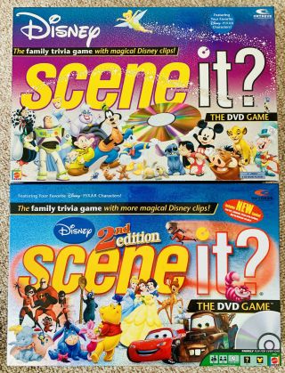 Disney Scene It? Dvd Board Games 1st 2nd Edition Mattel 100 Complete