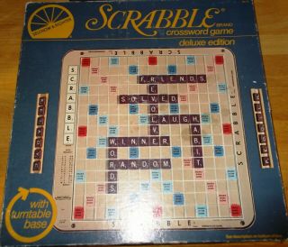Scrabble Deluxe 1977 Turntable Game Burgundy Tiles Complete