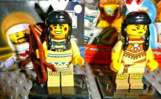 Lego Collectible Minifigures Series 1 Tribal Hunter 8683 And Tribal Woman 71011