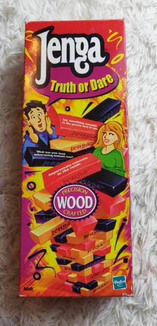Hasbro 2000 Jenga Truth Or Dare Wood Block Game Open Box Complete