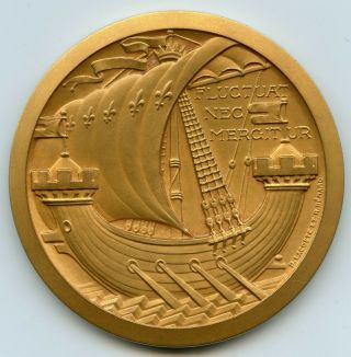France Gilded Bronze Medal 50th Anniversary Of The Paris Fair