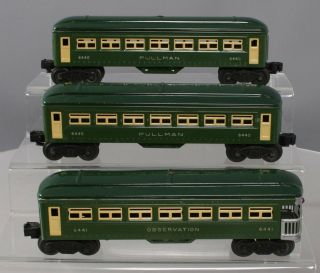 Lionel O Gauge Postwar Green Tinplate Passenger Cars: 6440,  6440,  6441 [3]
