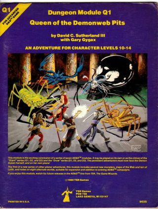 Tsr Dungeon Module Q1: Queen Of The Demonweb Pits 9035 Complete