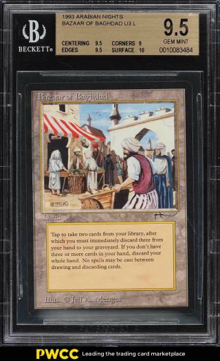 1993 Magic The Gathering Arabian Nights Bazaar Of Baghdad U3 L Bgs 9.  5 (pwcc)