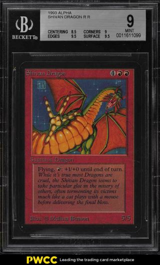 1993 Magic The Gathering Mtg Alpha Shivan Dragon R R Bgs 9 (pwcc)