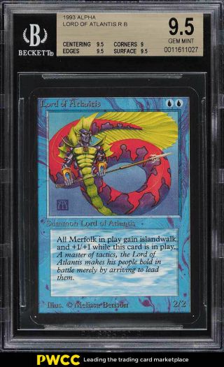 1993 Magic The Gathering Mtg Alpha Lord Of Atlantis R B Bgs 9.  5 Gem (pwcc)