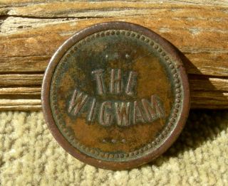 1902 Des Moines Iowa Ia (polk Co) " The Wigwam " (saloon Billiards) 5c Cigar Token