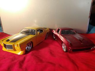 1971 Chevrolet Camaro Ss & 1963 Corvette Jada Toys Bigtime Muscle Die - Cast 1/24
