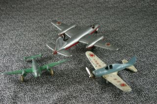 Vintage Hubley Airplanes Set Of Three 2 Are Metal 1 Is Plastic