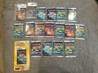Pokemon Base Set Booster Packs 100 Unweighed Factory.  18 Packs In Total.