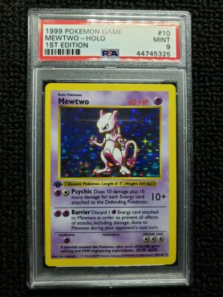 1st Ed Base Set Booster Pokemon Mewtwo Psa 9 Thick Stamp Regrade As A 10
