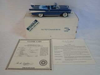 Danbury 1:24 Die Cast Metal 1957 Chevrolet Chevy Bel Air Convertible Blue