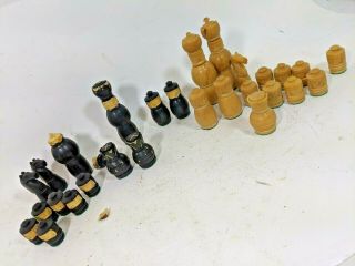 Vintage Carved Chess Set Mexican Aztec Mayan Composite Plastic