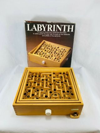 Vintage Pressman Labyrinth Wooden Skill Game With One Metal Ball