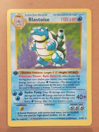 Pokemon Blastoise 2/102 1st First Edition Shadowless Base Set