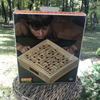 Vintage Brio Labyrinth Wood Knob Maze Game Made In Sweden
