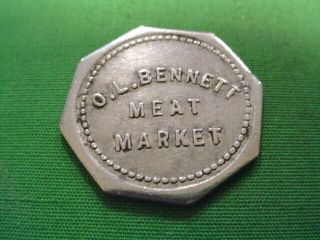 Wv Coal Scrip Token 25¢ O.  L.  Bennett Meat Market - Freeman - Wv - Mercer County